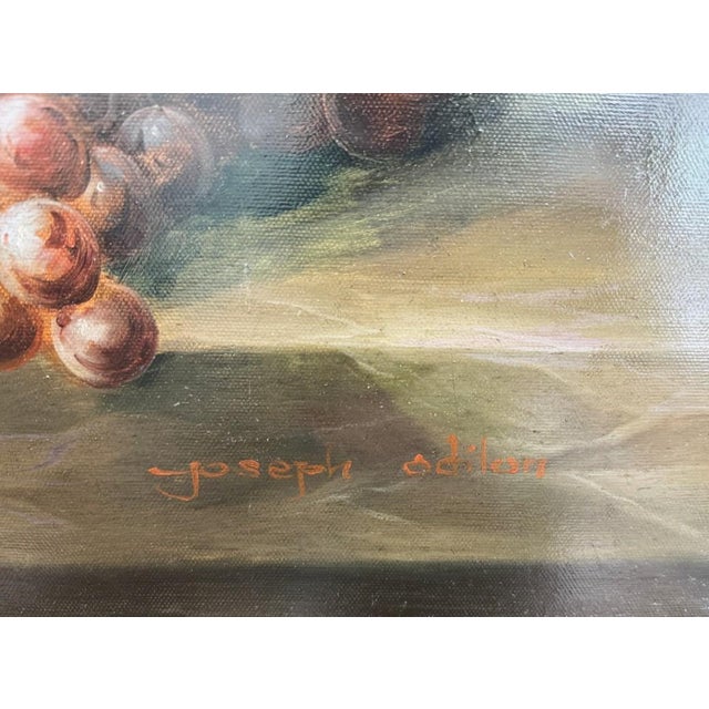 Gold Mid 20th Century Original Oil on Canvas of Still Life With Flowers and Amphora Vase For Sale - Image 8 of 15