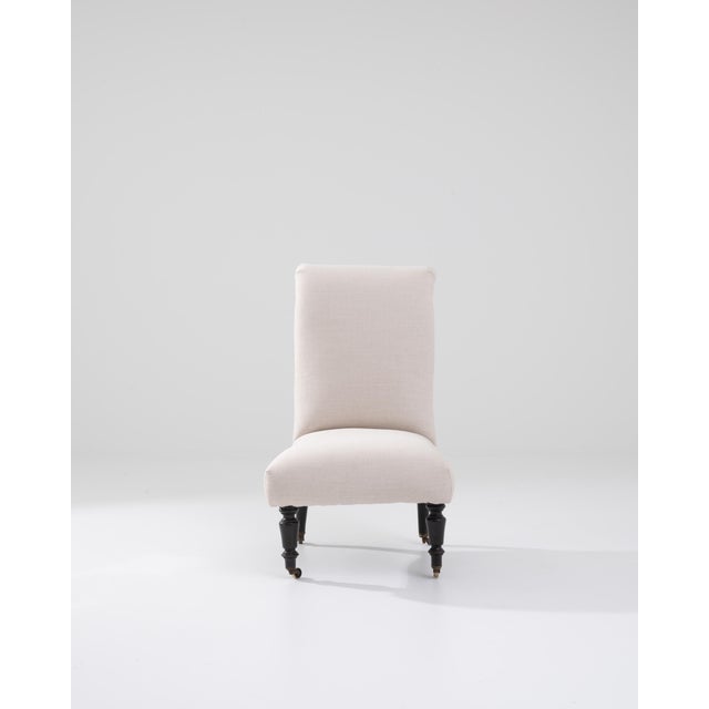 1900s French Wooden Upholstered Chair on Wheels For Sale - Image 16 of 18