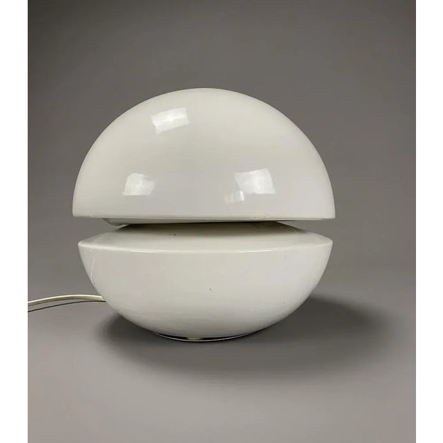Mid-Century Modern Italian Round White Ceramic Table Lamp from Gabbianelli For Sale - Image 9 of 9