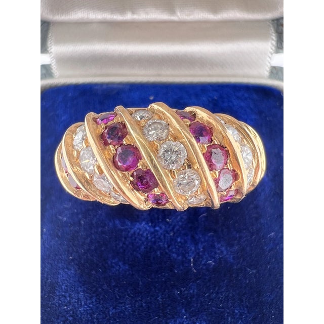 Mid 20th Century Gold Diamond Ruby Bangle Ring, Size For Sale - Image 4 of 6