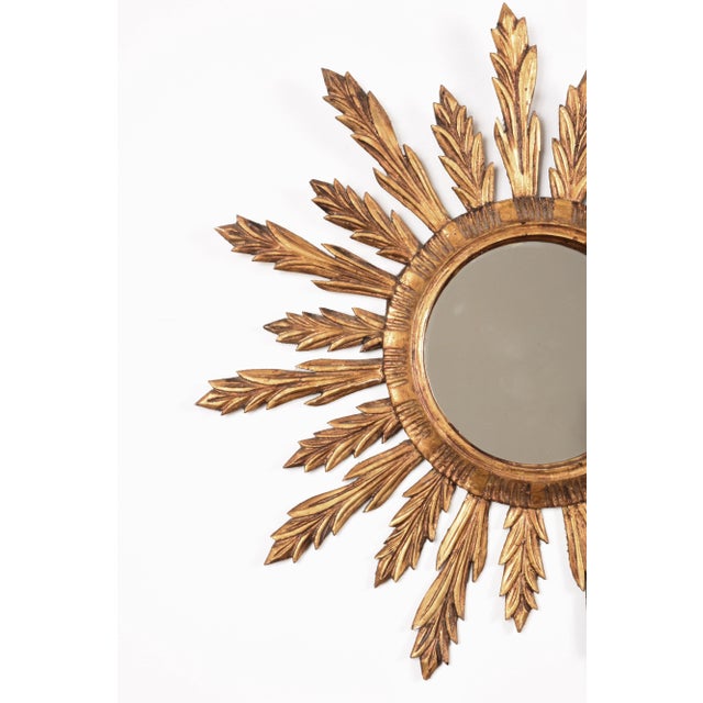 Mid-Century Modern Giltwood Sunburst Wall Mirror, 1950s For Sale - Image 3 of 11