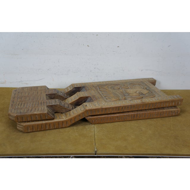 Mid 20th Century South American Honduras Carved Teak Folding Stool Seat Chair Mayan Aztec For Sale - Image 11 of 15