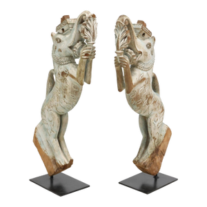 Southeast Asian Temple Pillar Strut Architectural Carved Painted Wooden Elephant Bracket