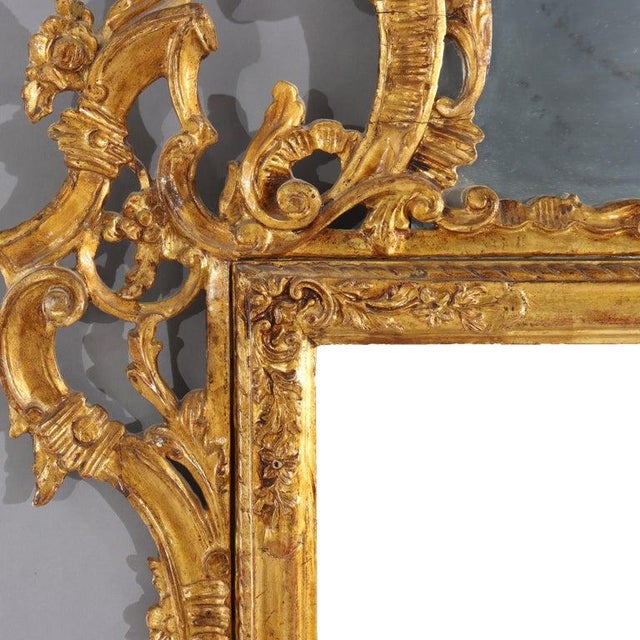 Gold Oversized 58" Antique French Louis XIV Carved Gilt Wood Mirror 19thC For Sale - Image 8 of 12