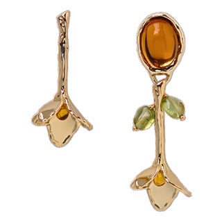 Flora Earrings Mismatched, A Pair For Sale