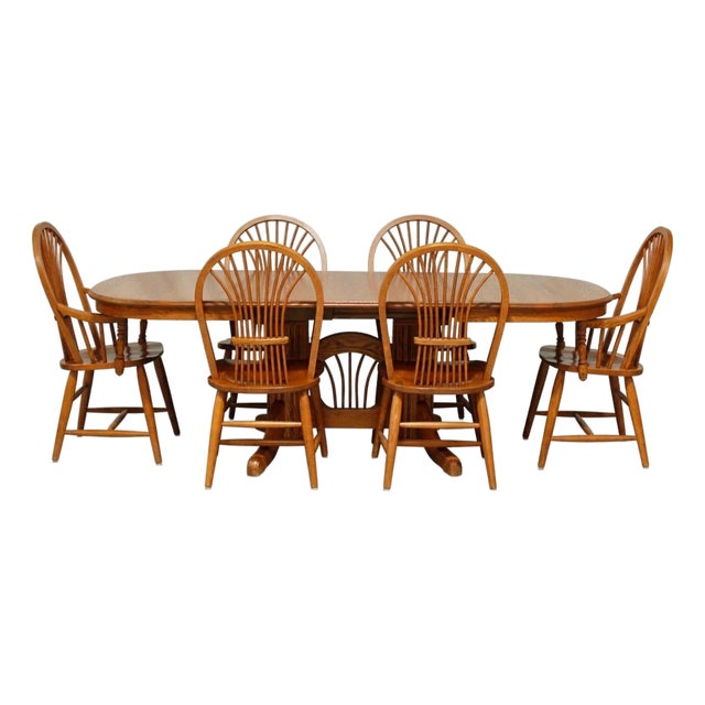 Late 20th Century Richardson Brothers Co. Oak Dining Table W/6 Chairs For Sale