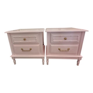 Faux Bamboo Nighstands / Bedside Tables - A Pink Pair For Sale