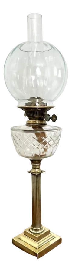 Victorian Brass Oil Lamp, 1880s