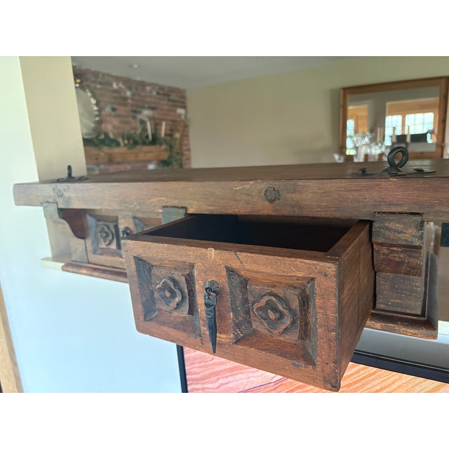 1960s Vintage Artes De Mexico Carved Wall Mounted Shelf For Sale - Image 5 of 16