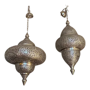 Set of Two Vintage Moroccan Metal Pendants