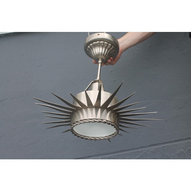 1970's Mid Century Modern Ultra High Quality Celestial Starburst Nickel Pendant Ceiling Fixtures From Miami Beach Alexander Hotel Set of 3 For Sale - Image 18 of 18
