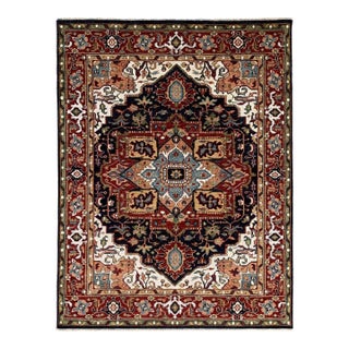 10x14 Timeless Oriental Navy Traditional Medallion Hand Knotted Wool Carpet Rug For Sale