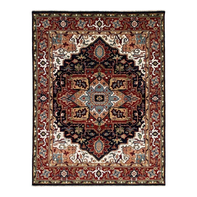 10x14 Timeless Oriental Navy Traditional Medallion Hand Knotted Wool Carpet Rug For Sale