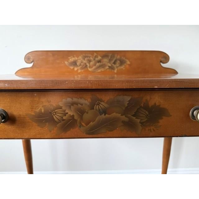 Hitchcock Mid-Century L. Hitchcock Stenciled Writing Desk & Matching Caned Bench – 2-Piece Set For Sale - Image 4 of 16