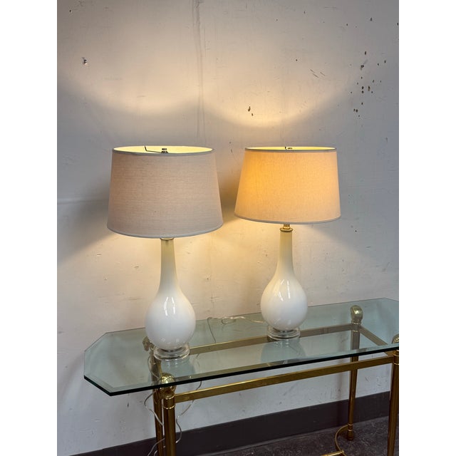 Opaline Teardrop Table Lamps, Pair For Sale - Image 12 of 12