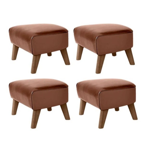 Set of 4 brown leather and smoked Oak My Own Chair footstools by Lassen Dimensions: w 56 x d 58 x h 40 cm Materials:...