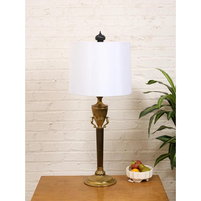 Mid 20th Century Mid 20th Century Neoclassical Brass Table Lamp For Sale - Image 5 of 8