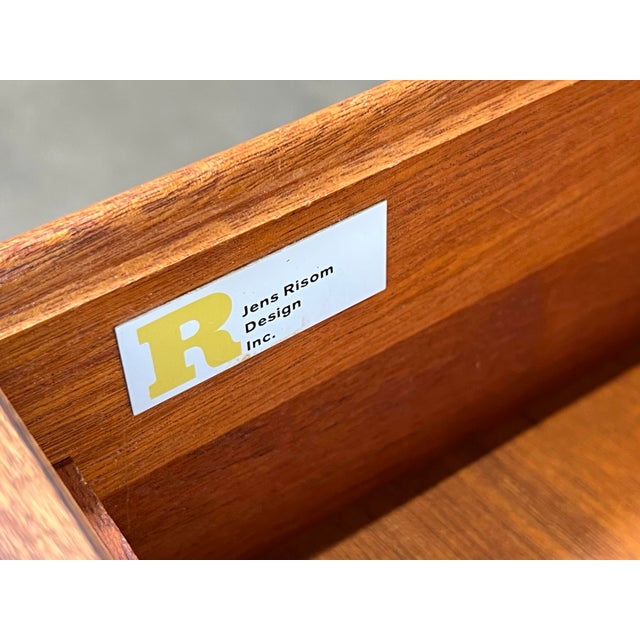 1960s Jens Risom 72” Executive Walnut Double Pedestal Desk W/Custon Center Drawer, Restored Top For Sale - Image 10 of 12