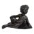 Vintage Bronze Finish Reclining Cherub Sculpture on Textured Base For Sale