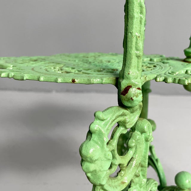 Italian Art Deco Plant Stands in Green Cast Iron, 1930s, Set of 2 For Sale - Image 15 of 18