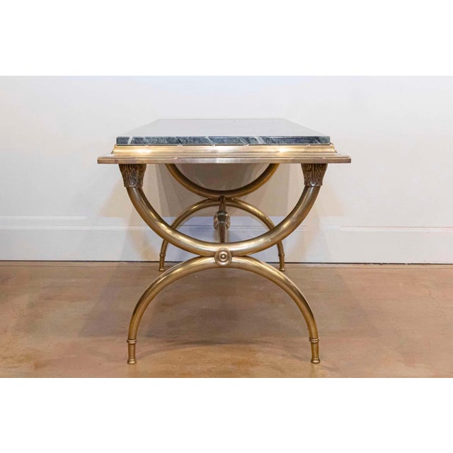 Gold 20th Century Marble top French Coffee Table For Sale - Image 8 of 8