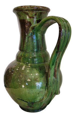 Large Vase in Green Glazed Biot Ceramics