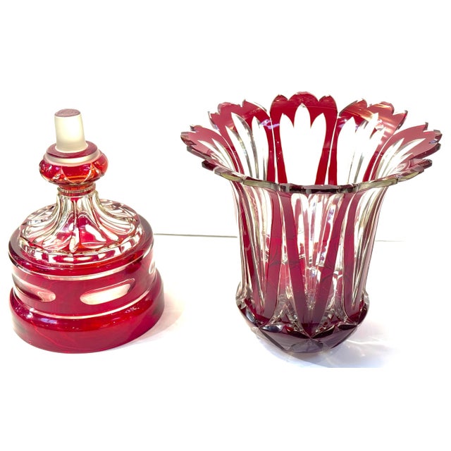 Monumental Bohemian Ruby Cut to Clear Crystal Flower Form Vase, Circa 1880 For Sale - Image 15 of 15