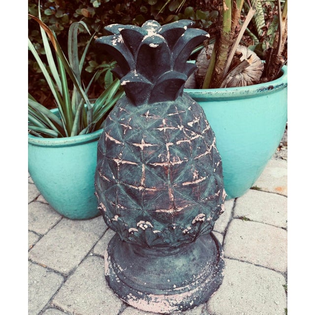 Vintage Weathered Pineapple Garden Statue Circa 1980s For Sale In Miami - Image 6 of 9