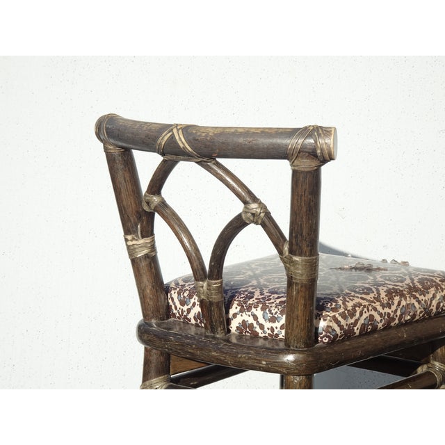 Pair of Vintage McGuire Barstools Bar Stools W Leather Straps and Brass Footrest For Sale - Image 9 of 18