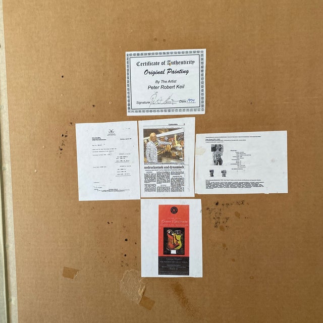 1970s Acrylic Cubist Portrait Painting by Peter Keil ~ Framed For Sale - Image 12 of 12