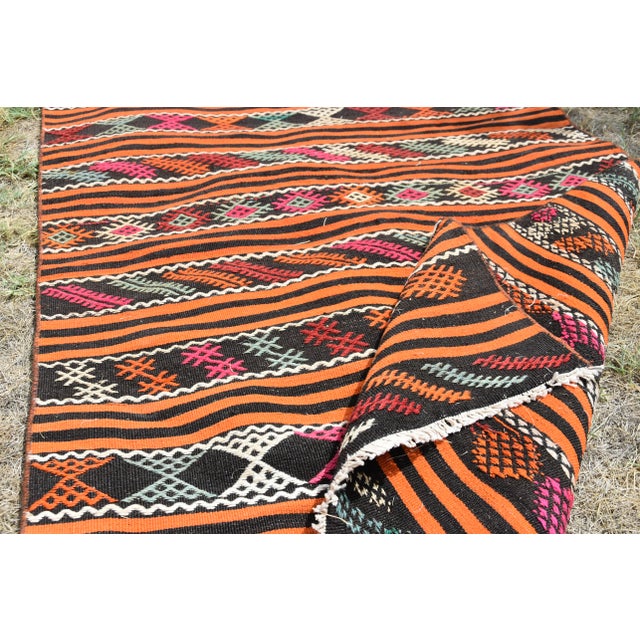 1970s Traditional Striped Large Kilim For Sale - Image 11 of 12