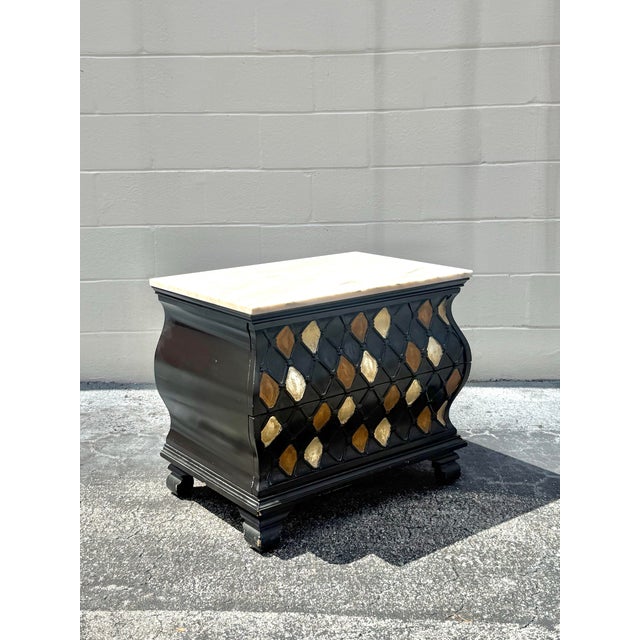 Mid 20th Century Vintage Harlequin Hand Painted Marble Top Vanleigh Chest of Drawers For Sale - Image 5 of 6