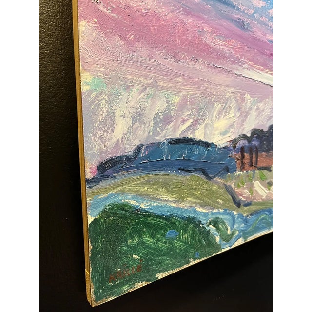 1980s Jean Krille, Landscape 127, Oil on Masonite For Sale - Image 5 of 9