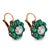 Victorian Late 19th Century Pair of Victorian 1.40 Carat Diamond Cabochon Emerald Gold and Silver Cluster Earrings For Sale - Image 3 of 5