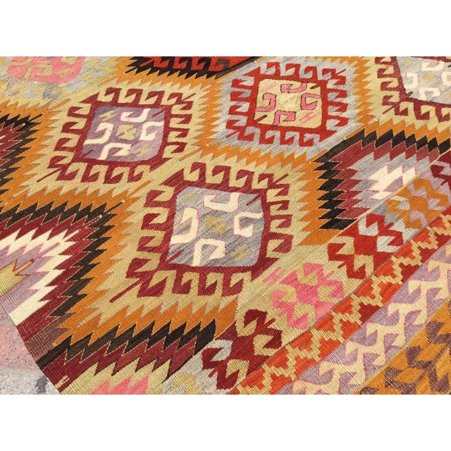 Textile Vintage Rustic Turkish Kilim Rug - 72" X 114" For Sale - Image 7 of 11