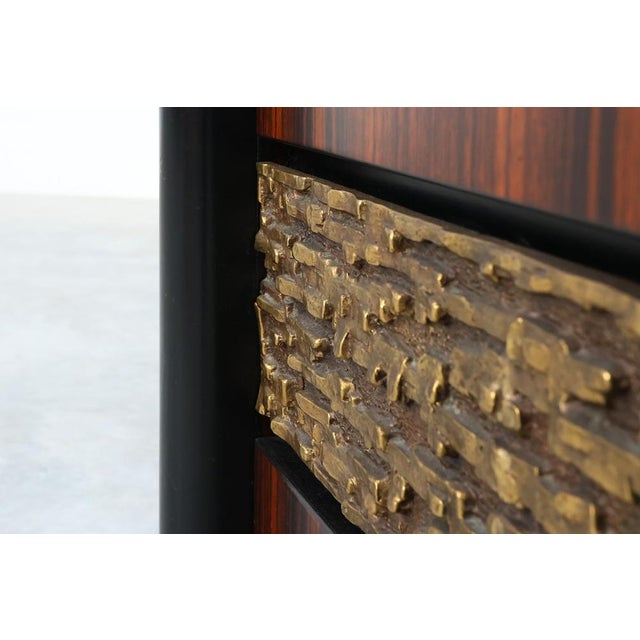 Nightstands in Wood with Brass Relief, Italy 1970s, Set of 2 For Sale - Image 9 of 15