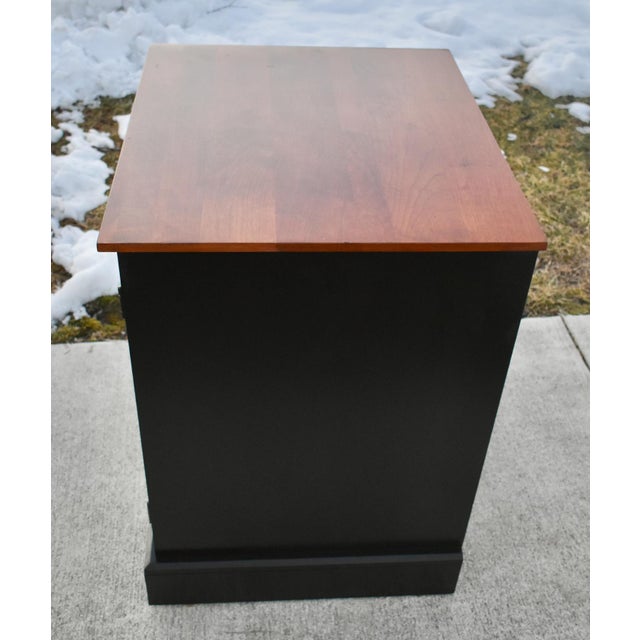 Black Vtg. Ethan Allen Black & Cherry Two Door Transitional Style Cabinet For Sale - Image 8 of 13