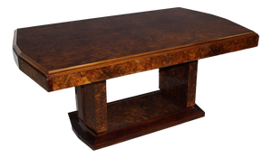 Art Deco Mahogany & Elm Burl Dining Table, 1930s