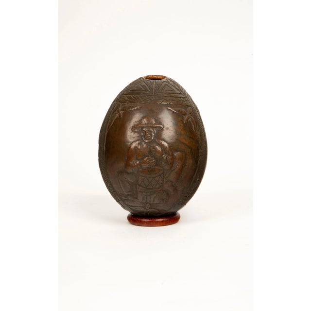 19th-Century French Colonial Carved Coconut Flask For Sale - Image 12 of 12