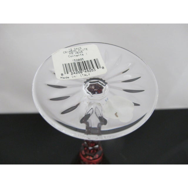Red Waterford Crystal 12 Days of Christmas 3 French Hens Red Crimson Champagne Flute For Sale - Image 8 of 9