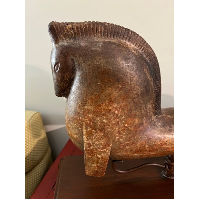 Etruscan Revival Mid 20th Century Etruscan Horse Metal Sculpture Replica For Sale - Image 3 of 9