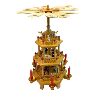 Vintage German Style Christmas Pyramid Nativity Windmill For Sale