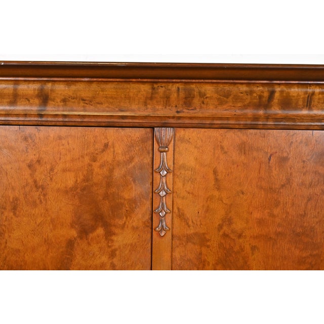 Romweber Style Queen Anne Burl Wood Bookcase or Bar Cabinet, Circa 1930s For Sale In South Bend - Image 6 of 11