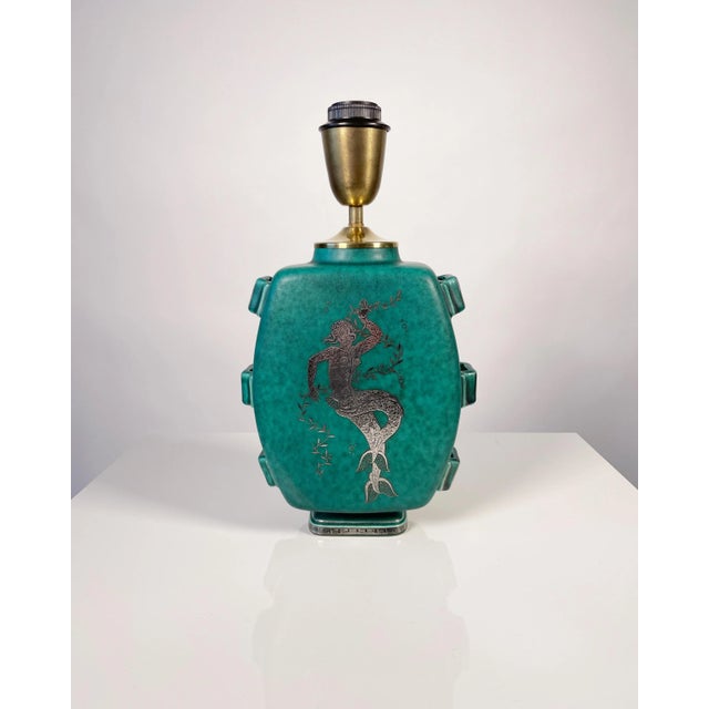 Mid-Century Modern Swedish Modern Stoneware Argenta Table Lamp by Wilhelm Kåge for Gustavsberg, 1940s For Sale - Image 3 of 11