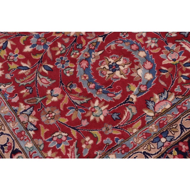 1970s Vintage Hand-Knotted Wool Rug – 9'10" X 13'4" – Red & Blue Allover For Sale - Image 5 of 8