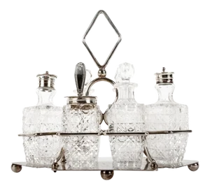 Antique Old English Plated With Cut Crystal Tableware Set - Set of 8