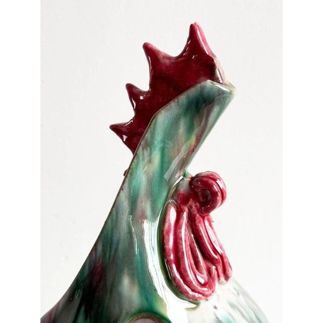 Mid-Century Modern Mid Century Italian Majolica Ceramic Rooster Basket / Cachepot Planter For Sale - Image 3 of 7