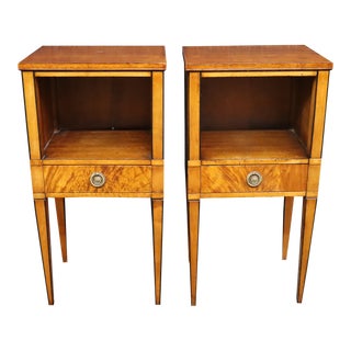 Flamed Mahogany Nightstands/Pair For Sale