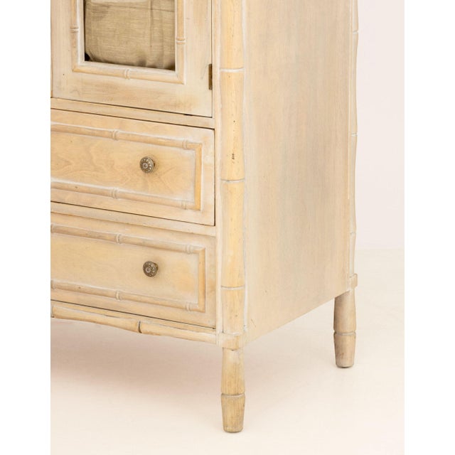 Vintage Distressed Faux Bamboo Armoire For Sale - Image 4 of 9