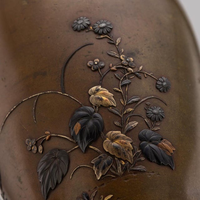 Antique Japanese Meiji Inlaid Bronze Ovoid Mitsunorian Vase, 19th Century For Sale - Image 16 of 18